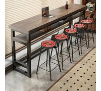 Table Basse rectangulaire de Bar, Table de Pub Moderne en Bois, idéale pour la Cuisine, le Salon, la Salle à Manger ou un café. Facile à Assembler. (Gris-Brun, 100 x 30,1 x 104 cm)