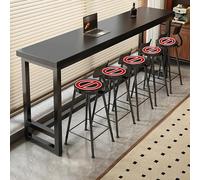 Table Basse rectangulaire de Bar, Table de Pub Moderne en Bois, idéale pour la Cuisine, le Salon, la Salle à Manger ou un café. Facile à Assembler. (Noir, 160 x 30 x 104 cm)