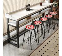 Table Basse rectangulaire Style Bar, Table de Pub Moderne en Bois, idéale pour la Cuisine, le Salon, la Salle à Manger ou un café. Montage facile. (Blanc, 120 x 30 x 104,1 cm)