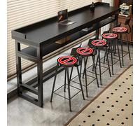 Table Basse rectangulaire Style Bar, Table de Pub Moderne en Bois, idéale pour la Cuisine, le Salon, la Salle à Manger ou un café. Montage facile. (Noir, 120 x 40 x 104,1 cm)