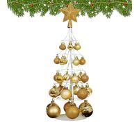 Table Christmas Tree - Small Gold Ball Vintage Centerpiece | Bedroom Christmas Tree For Table Bedroom Apartment Countertop Space Dorm Outdoor Bathroom Classroom Garden Window Bookshelf