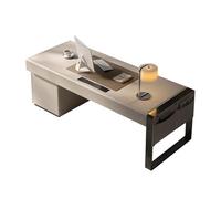 Table d'étude Bureau d'écriture Escritorio de Lujo for computadora portátil con Tomas Corriente y Puerto USB, Escritorio Moderno Cuero Bolsa Almacenamiento Escritorio para PC Gamer(L)