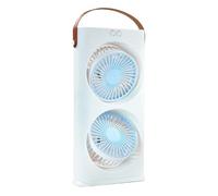 Table Fan, Rechargeable DualHead Desk Fan with 3 Speeds and 1200mAh Battery, Tabletop Air Cooler for Hot Weather, Dormitory School Work Camping Beach Picnic Outdoor Use, Blue