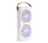 Table Fan, Rechargeable DualHead Desk Fan with 3 Speeds and 1200mAh Battery, Tabletop Air Cooler for Hot Weather, Dormitory School Work Camping Beach Picnic Outdoor Use, Purple