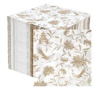 Table Fun 100 x servilletas de papel chinoiserie doradas suaves, servilletas desechables para cumpleaños, bodas, despedidas de soltera, uso diario, catering y picnics, reciclables, 2 capas, 33cm