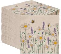 Table Kind 100 Servilletas de Papel Reciclado Suave Margarita Floral Abeja Desechables Bodas Eco Kraft Sin Blanquear Compostables Reciclables Fabricadas UE 2 Capas 33cm