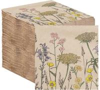 Table Kind - 100 servilletas florales recicladas suaves de flores silvestres, servilletas de papel suave para primavera, respetuosas con el medio ambiente, uso diario y compostable, bodas, fiestas de