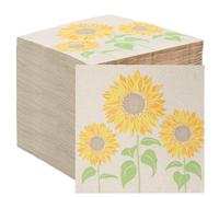 Table Kind 100 x servilletas de papel con girasoles suaves, diseño floral pradera silvestre, servilletas desechables para bodas y celebraciones, papel kraft sin blanquear, compostables, 2 capas, 33cm"