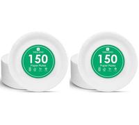 Table Kind 150 Platos de Papel Blancos 22cm a Granel para Catering Empresarial, Eventos y Uso Diario - Platos Redondos Desechables, Reciclables y Compostables, Fabricados en la UE (Paquete de 2)