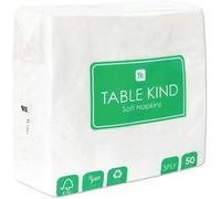 Table Kind 50 Servilletas Blancas Suaves Desechables, Calidad para Fiestas y Catering Uso Diario, Ecológicas Compostables FSC Reciclables, Fabricadas en la UE 3 capas 33cm