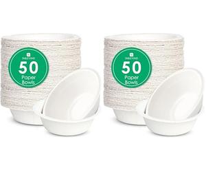 Table Kind 50 X Cuencos De Papel Desechables Ecológicos Paquete A Granel Para Camping Catering Uso Diario Ensaladas Postres Cereales Fiestas De Cumpleaños 23 Cm. Fabricados En La UE (Paquete de 2)
