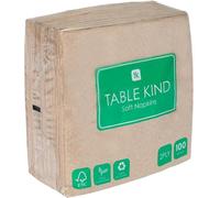 Table Kind | Pack 100 Servilletas de Papel Reciclado Marrón, Desechables Suaves Sin Blanquear, Catering y Uso Diario, Ecológicas, Kraft Compostable | Reciclables, 2 Capas, 33cm