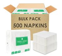 Table Kind - Paquete de 500 servilletas blancas suaves | 3 capas | Servilletas de calidad de 33 cm para fiestas, catering y uso diario, ecológicas, desechables, compostables para el hogar, FSC