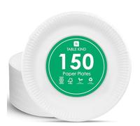 TABLE KIND | x150 | 22CM | Platos de Papel Ecológicos para Cumpleaños, Vajilla Desechable Ecológica, Reciclable, Artículos de Fiesta Biodegradables, Compostable en el Hogar
