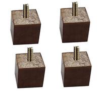 Table Legs,Furniture Support Leg, 4pcs Solid Wood Legs For Furniture,Wooden Square Sofa Feet,TV Coffee Table Chair Dresser Bed Foot,Hardwood Rubber Wood,With Bolt M8,Top Size 2"x2"(Brown,10cm/3.9")(Wa