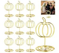Table Number Holders, 10 Pieces Pumpkin Place Card Clips, Autumn Tabletop Decor with Metal Stands, Rustic Memo Note Display, Ideal for Birthday Thanksgiving Party Food Signs Centerpieces