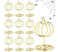 Table Number Holders, Pumpkin Place Card Stands, Autumn Metal Clips, 1.18x1.18x1.97 Inches Rustic Memo Display Set, 10 Piece Centerpiece Decor for Thanksgiving Party, Food Signs Birthday Tables