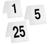 Table Numbers Acrylic Place Cards 1-30/60, Classic White Table Numbers 63X55Mm, Double Sided Table Place Seat Card Tags, Flexible Wedding Restaurant Bars Cafe Signs (1 To(Black-20Cm)