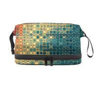 Table of Code - Neceser de doble capa para mujeres y niñas, neceser de viaje, bolsa organizadora de maquillaje con compartimento para brochas, multicolor, 27x15x14 cm/10.6x5.9x5.5 in, Neceser