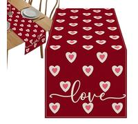 Table Runner, Table Runners for Dining Mesa, Love Heart Red Table Runner, Coffee Tea Table Decoration, Multi-Purpose Party Decor for Dining, Entrance, Coffee, Counter, Tea Mesas