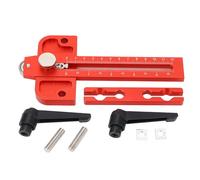 Table Saw Jig Guide with Roller Dual Scale Woodworking Thin Ripping Guide Locator Fits for 3/4x3/8 3/8x1/4 Inch T Slot (Red)