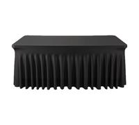 Table Skirt, 6ft Black Pleated Ruffle Table Skirts Decorations, Halloween Desk Skirts, Seasonal Decor For Halloween Baby Shower Wedding Banquet Buffet Birthday Party