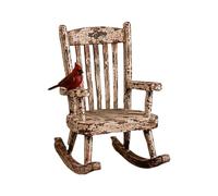 Table Statue Shelf Figurine With Red Bird - Resin Rocking Chair Decor | Shelf Decor for Home Living Room Kitchen Desk Mantel Nightstand