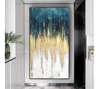 Tableaux pour la décoration murale du salon : Peinture abstraite vert foncé et bleu, impressions sur toile encadrées, œuvres d'art pour la décoration murale de la maison 70x144cm(28x57in)