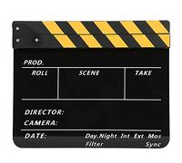 Tablero acrílico de 30x25cm, Tablero Director de película, Movieth Integrado mag y Sonido Claro para Fiestas, Accesorios de Cine y Phy (Yellow Striped Blackboard (PAV1YBE))