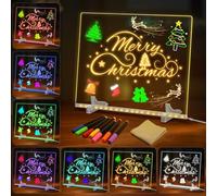 Tablero Acrílico Luminoso con Mensaje LED 35x25cm, Tablero de Notas Acrílico con 7 colores Bolígrafo,Soporte Ajustable,Tablero de Mensajes LED, Tablero de Notas LED Limpiable,para Niños (35x25cm)
