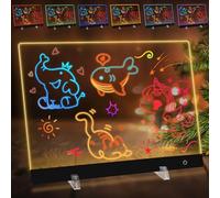 Tablero Acrílico Luminoso con Mensaje LED, 5 Modos & 6 Colores Tablero de Notas LED, 35x25cm Tablero de Mensajes Iluminado, Tableta de Escritura, Tablero de Luz con 7 Colores Bolígrafo/Soporte/Cadena