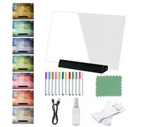 Tablero Acrílico Luminoso con Mensaje LED, Pizarra de luz Magica Acrílica,con 7 colores con bolígrafo de 12 colores, Pizarra LED Luz Nocturna 20 x 30 CM Limpiable,hogar, oficina y decoraciones