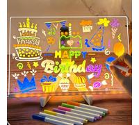 Tablero acrílico luminoso con Mensaje LED, Tablero de Notas Acrílico con 7 colores Bolígrafo - Con Soporte Ajustable, Tablero de Escritura LED Luminoso Transparente, Limpiable, Bloc de Notas