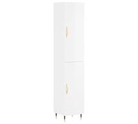 Tablero alto de color blanco brillante, 34,5 x 34 x 180 cm, juego de muebles de salón de madera | armario moderno para espacios pequeños | solución de almacenamiento con diseño elegante