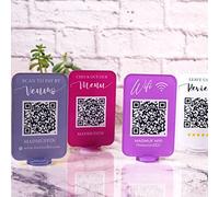 Tablero de acrílico personalizado Mini Wifi Sign Board Qr Code Social Media Business Board con soporte de escaneo para pagar contraseña WiFi de invitados para tienda