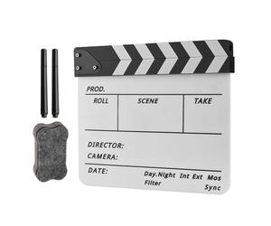 Tablero de acrílico plegable con borrador seco con ranura para bolígrafo para directores y cineastas 12 x 10 pulgadas