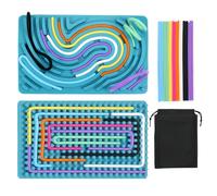 Tablero de Actividad Sensorial, Azul Brumoso Antiestres Juegos Viaje, Doppia Faccia Juguetes Sensoriales in Silicone con 20 Corde, 17*11CM, Giocattolo Educativo per Autismo, ADHD e Aliviar el Estrés