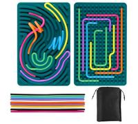 Tablero de actividad sensorial de silicona con 20 cuerdas de silicona y bolsa de almacenamiento para calmar la ansiedad, el estrés, TDAH, autismo, desarrollo temprano, placa de aprendizaje sensorial