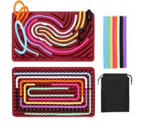 Tablero de Actividad Sensorial, Rojo Antiestres Juegos Viaje, 21pcs Doppia Faccia Juguetes Sensoriales in Silicone con 20 Corde, 17*11CM, Giocattolo Educativo per Autismo, ADHD e Aliviar el Estrés