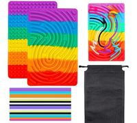 Tablero de Actividad Sensorial, Sensory Activity Board Sensorial Tabla de Silicona Actividad Sensoriales Fidget Toy Doble Cara Tablero Antiestres Juegos para Autismo, con Viaje Bolsa y 20 Cuerdas