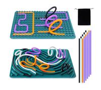 Tablero de Actividad Sensorial, Silicona Tablero Antiestrés Sensorial para Aliviar el EstréS y Calma, Fidget Toy de Doble Cara para TDAH y Autismo, Juguete Antiestrés con Bolsa Portátil y 20 Cuerdas