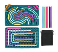 Tablero de Actividad Sensorial, Verde Antiestres Juegos Viaje, 21pcs Doppia Faccia Juguetes Sensoriales in Silicone con 20 Corde, 17*11CM, Giocattolo Educativo per Autismo, ADHD e Aliviar el Estrés