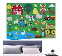 Tablero de actividades de franela para niños, juego de historias de fieltro de animales de granja, juguete interactivo de aprendizaje preescolar con piezas peludas reutilizables para aula, hogar, escu