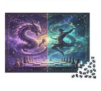 Tablero de Ajedrez Dragón Fantasía Puzzle para Adultos Puzzle de 1000 Piezas Bailarín Mágico Escena Relajante Decoración Regalo 70x50cm/1000pcs