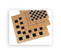 Tablero De Ajedrez Y Mühle - Abeto - Impreso - Tamaño De Campo 35 Mm