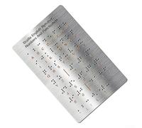 Tablero de aprendizaje Braille de metal plateado con números del alfabeto elevados y puntuación para principiantes ciegos, herramienta de educación táctil de 7.25 pulgadas