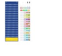 Tablero de bolsillos para aula Calendario gráfico de bolsillo, reloj colgante pared, hora, planificador programación materias for actividades, ayuda didáctica, materiales oficina aprendizaje(Blue)