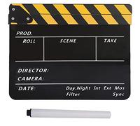 Tablero de Claqueta Acrílico Negro/Blanco, Clapperboard de Escena para Cine y TV con Bolígrafo - Ligero, Resistente y Fácil de Limpiar para Grabaciones y Decoración (Pizarra Negra y Amarilla