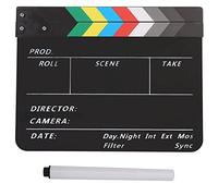 Tablero de Claqueta Acrílico Negro/Blanco, Clapperboard de Escena para Cine y TV con Bolígrafo - Ligero, Resistente y Fácil de Limpiar para Grabaciones y Decoración (Pizarra de Colores PAV1CBE)