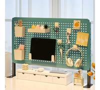 Tablero de clavijas de escritorio con abrazadera con panel de privacidad blanco y azul, 60 x 40 cm, ideal para almacenamiento de oficina en casa y nización de escritorio, maximiza la eficiencia del